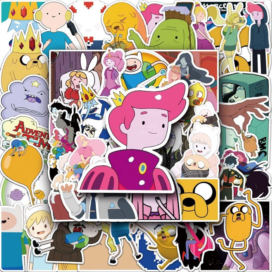 50 Piece Funny Adventure Time Cartoon Graffiti Waterproof Stickers For ...