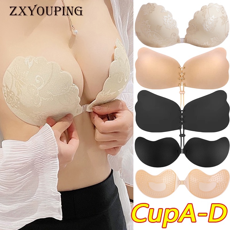 Zxyouping 5 Styles Adhesive Bra Sexy Lace Strapless Push Up Nipple Cover Nipple Tape Reusable