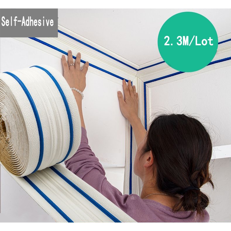 230cm Roll 3d Foam Wall Edge Strip Stickers Self Adhesive Waterproof