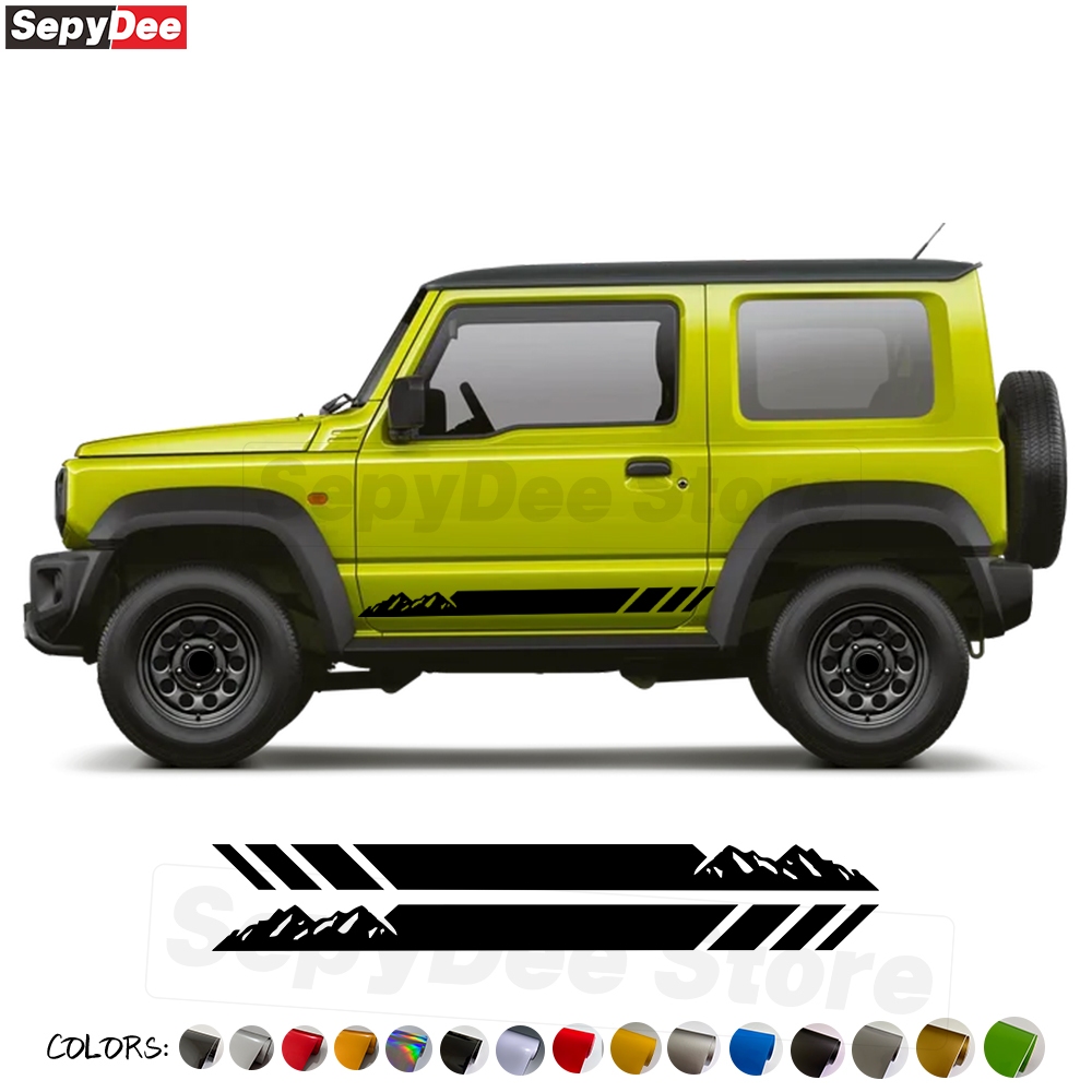 2Pcs For Suzuki Jimny Mountain Graphics Car Body Door Side Stripe Skirt ...