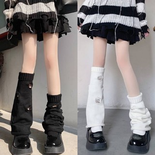 Black Lolita Long Socks Women's Leg Warmers Knitted Warm Foot