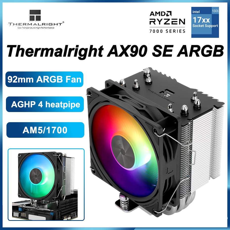 Thermalright Ax90 Se Argb 4 Heat Pipe Cpu Cooler Aghp 92mm Pwm Quiet 