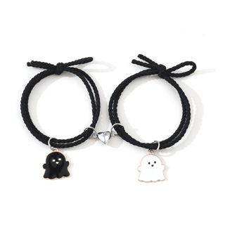 Couple Bracelet Black and White HeartShaped Magnetic Snap Milan Rope Woven  Couple Girlfriends Adjustable Magnetic Heart Bracelet - AliExpress