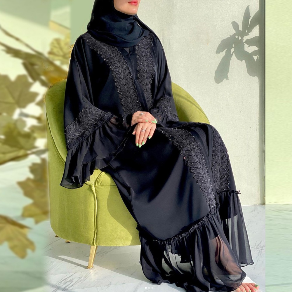 1963# High Quality Black Lace Embroidery Niad Luxury Embroidery Long ...