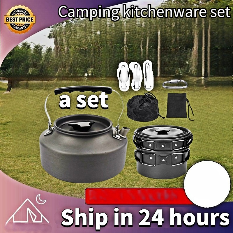 10pcs Picnic Set Camping Cooking Set Aluminum Outdoor Camping Cookware