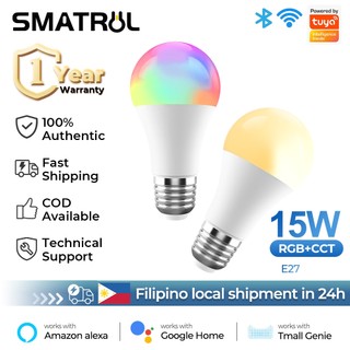 Smatrul Wifi Smart Led Light Bulb E27 Rgb 15w Compatible With Google ...