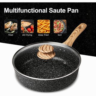 MICHELANGELO 12 Inch Frying Pan with Lid, Stainless Steel Frying Pan  Nonstick with Honeycomb Coating, Nonstick Fry Pan with Lid, Large Frying Pan  Triply Skillet - Induction Compatible 