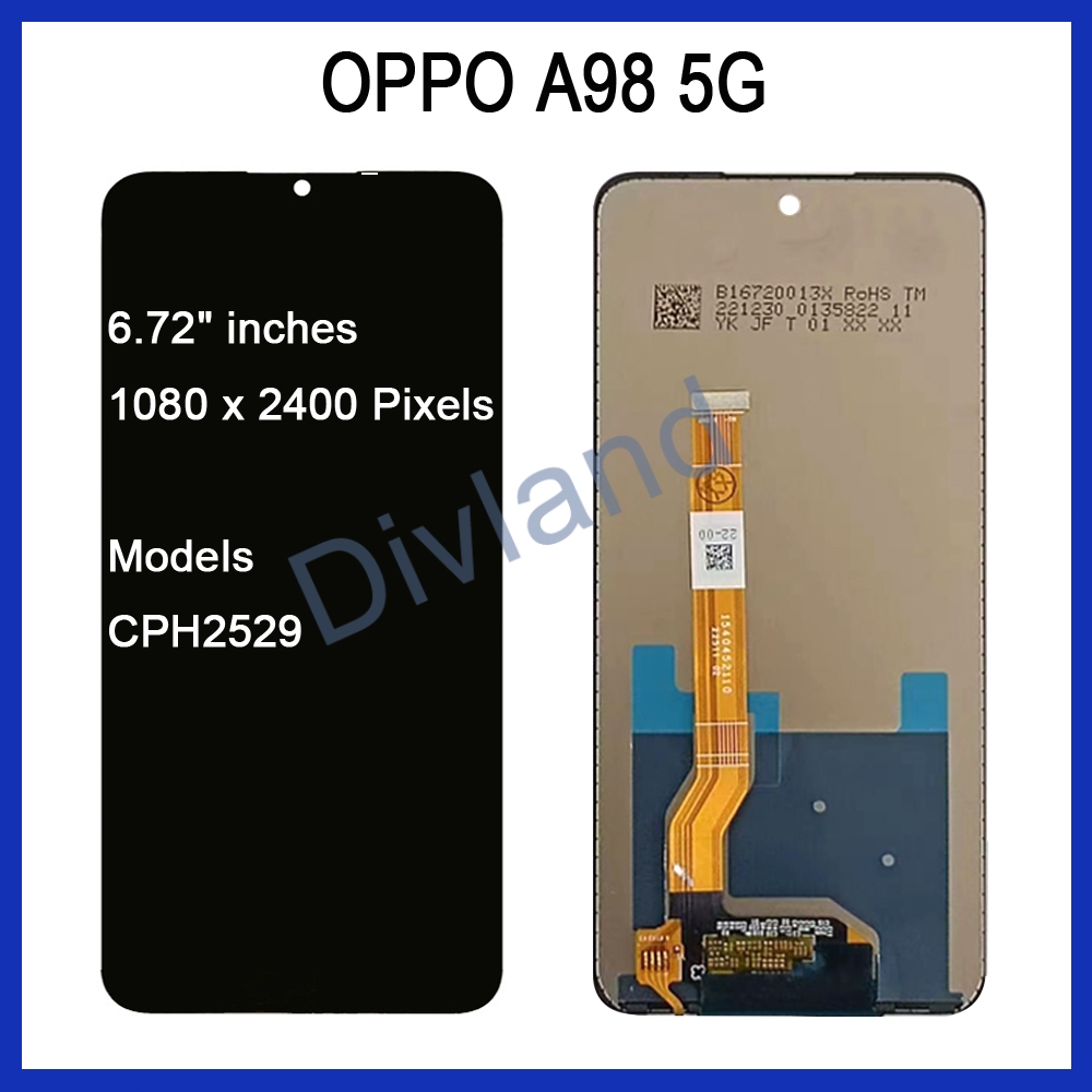 Display LCD OPPO A98 5G CPH2529, Schermo Touch Originale, Vetro, Colore Nero, Nuovo - Foto 1