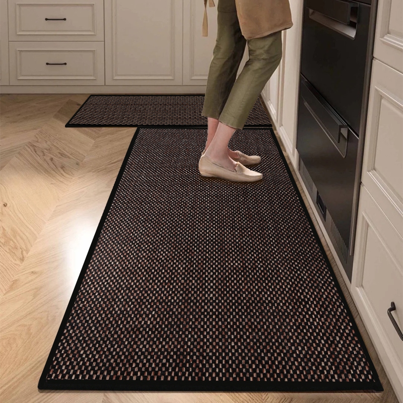Door Mat Kitchen Mat Linen Carpet Entrance Absorbent Rattan Mat Natural