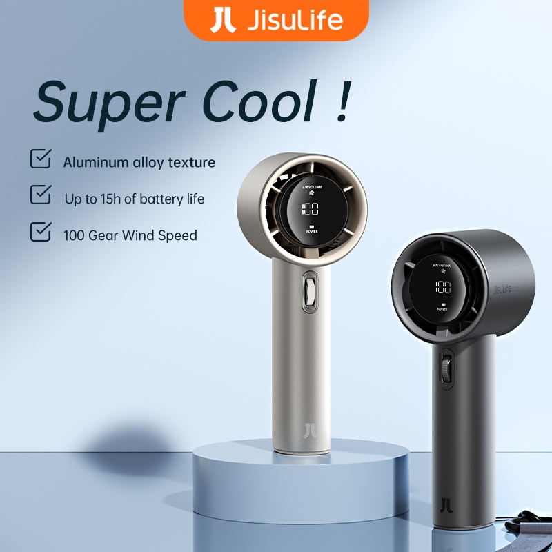 JISULIFE Mini Fan Rechargeable Handheld Jet Fan Strong Wind 100 Gear