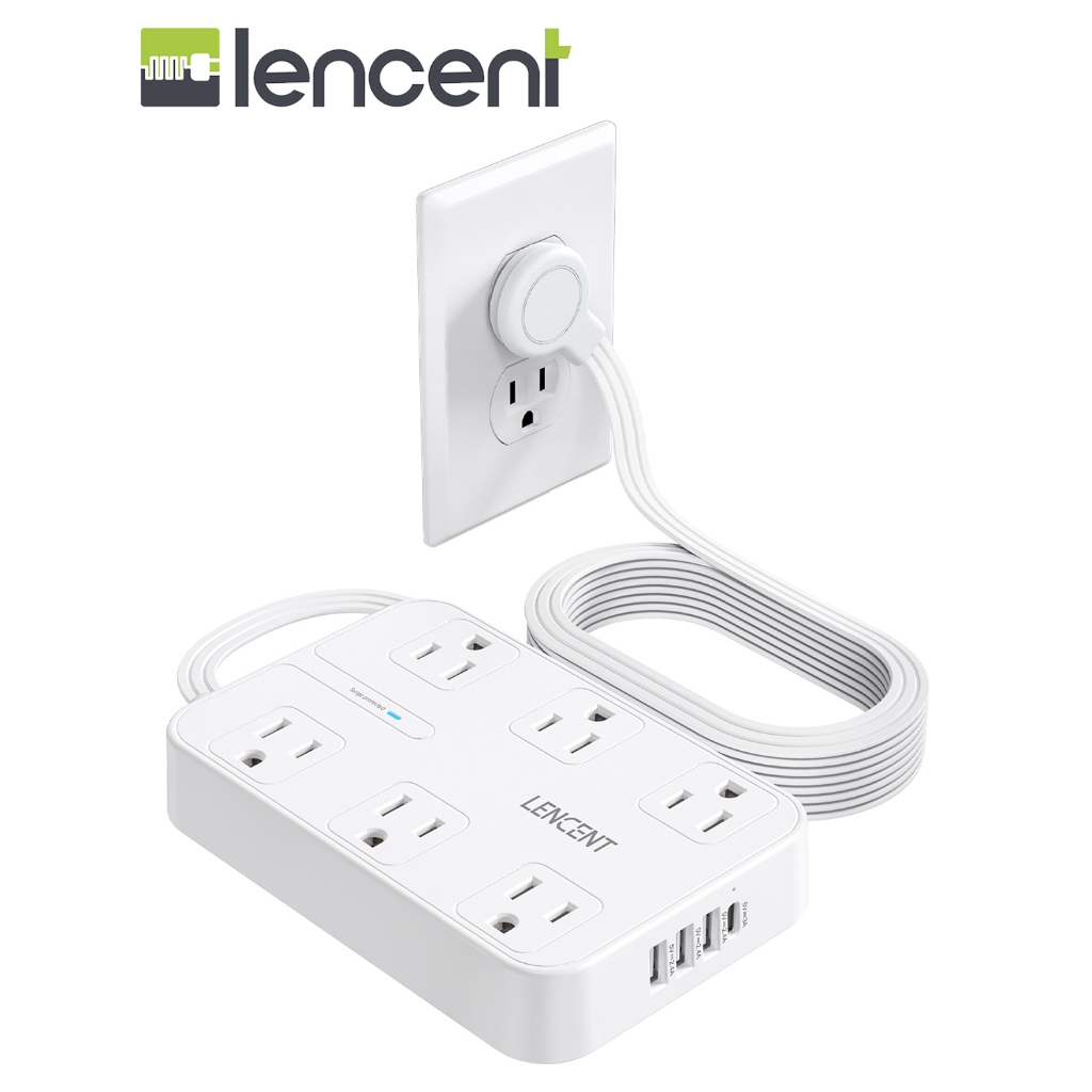 LENCENT 2 Prong Power Strip, 3 to 2 Prong Outlet Adapter, Two Prong