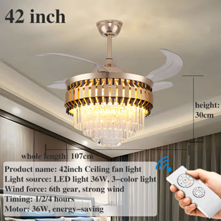 GOGEOUS Ceiling Fan With Light Remote 42Inch Industrial Led Chandelier ...