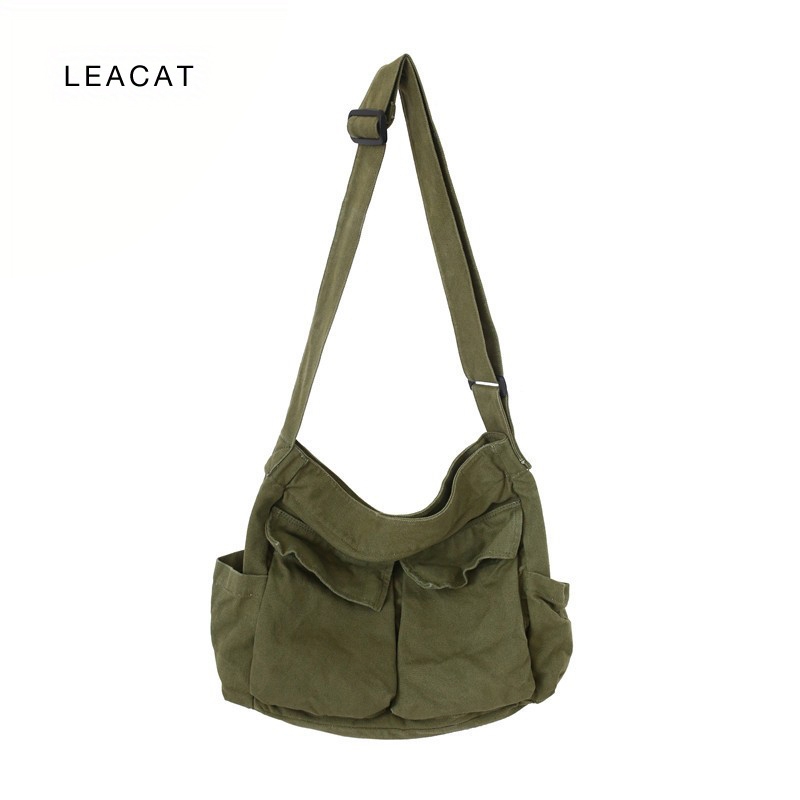 Leacat Canvas Messenger Bag Casual Travel Multi Pocket Shoulder Bag ...