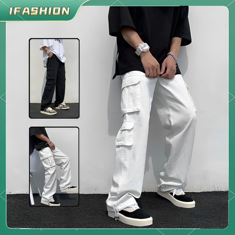 (S-3XL) Cargo Pants 6 Pocket Cargo Pants For Men Loose Straight Fit ...