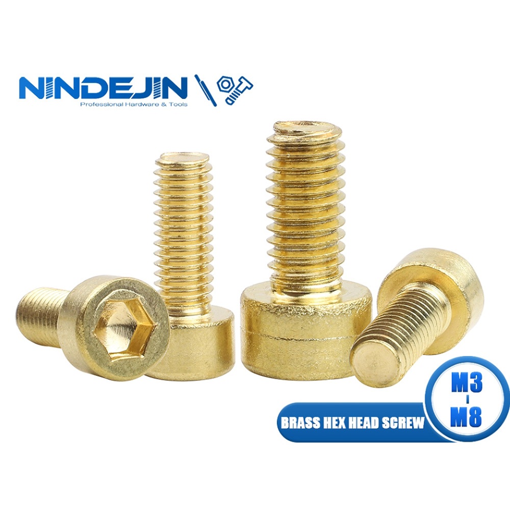 Nindejin 2 20pcs Brass Allen Head Screw M3 M4 M5 M6 M8 Hexagon Hex Socket Cap Head Screw Bolt 4686