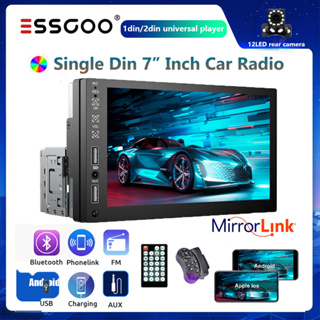 Universal 2 Din 7 HD Touch Screen Car Stereo Radio with Apple Carplay  Android Auto System Car MP5 Player Bluetooth FM USB Charging Mirror Link,  with 4 LED Backup Camera 