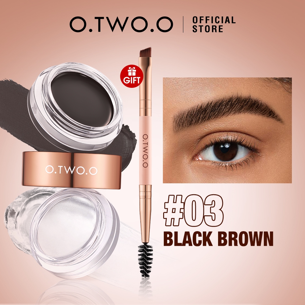 O.TWO.O 2 In 1 Eyebrow Cream& Bow Wax With Brush 3 Colors Long Lasting