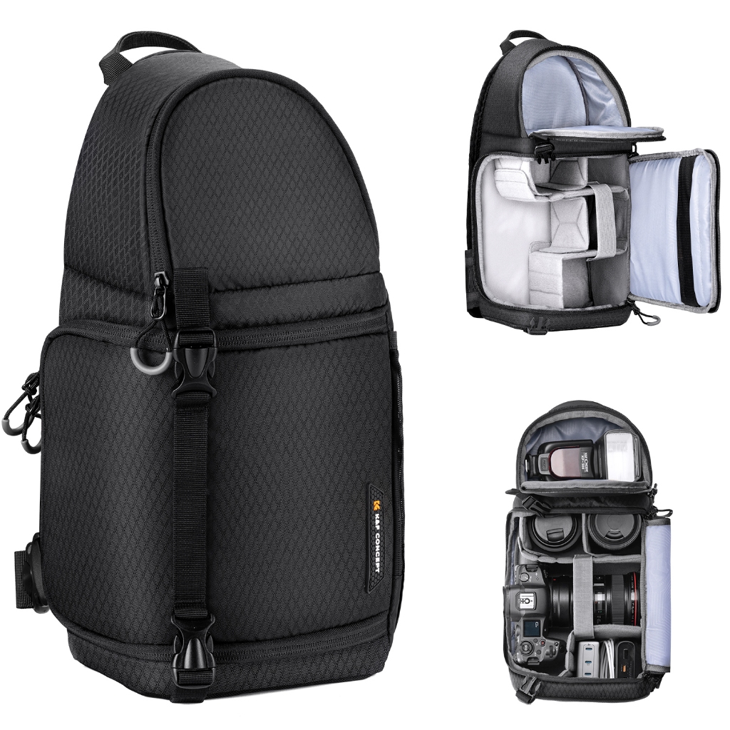 K&F Concept Portable Single Sling Shoulder Camera Bag Multi-functional  Capacity Backpack Waterproof Photography DSLR Lens Bags