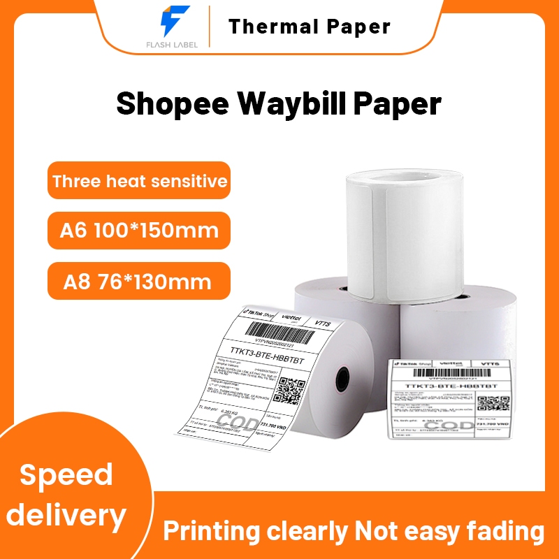 Waybill Sticker Fold Roll Thermal Paper A6 100 150mm Waterproof Shipping Label A7 75 130mm