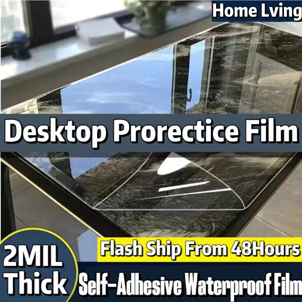 2mil Self-adhesive Transparent Film Marble Wood Desktop Protective Film ...