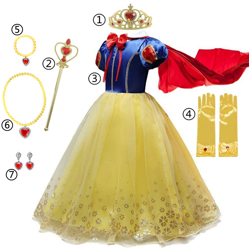 NNJXD Snow White Dress for Girls Princess Cosplay Costume Halloween ...