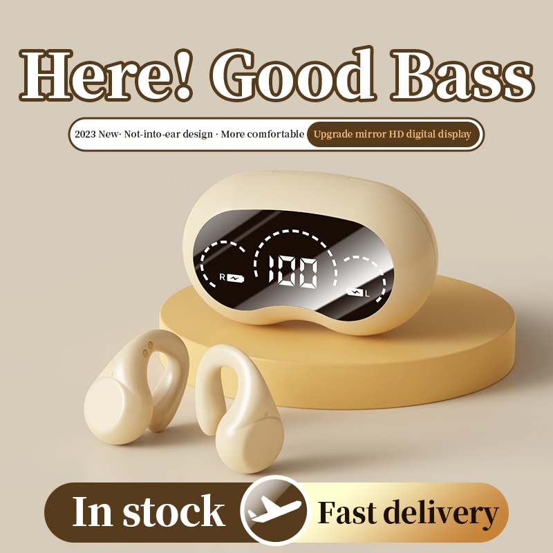 VANTEENIE Bone Conduction Bluetooth Earphone Ear Clip Headset LED