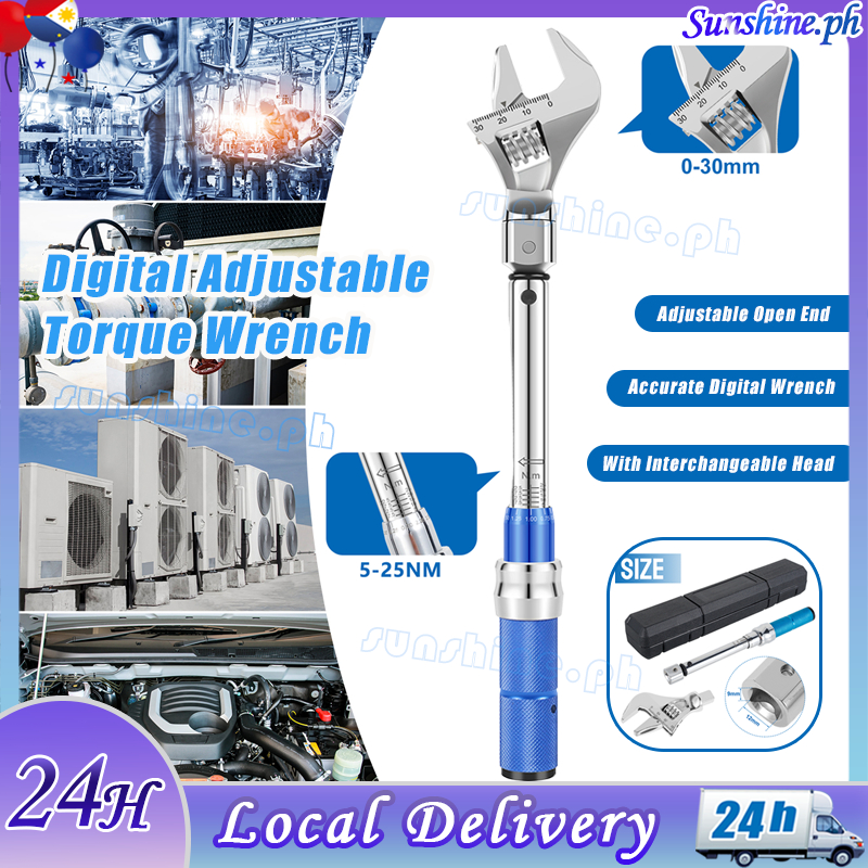Digital Adjustable Torque Wrench 5-25 NM 30mm Steel Open End Torque Wrench  9×12mm Spanner Hand Tool SHOPQJC6287