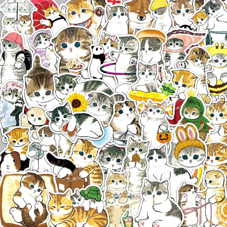 Funny Cute Cat Cartoon Graffiti Waterproof Stickers For DIY Phones ...