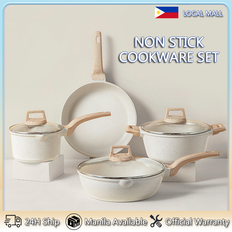 Carote 7pcs Cast Aluminum Nonstick Cooking Pots And Pans Kitchenware Non  Stick Cookware Set With Marble Coating