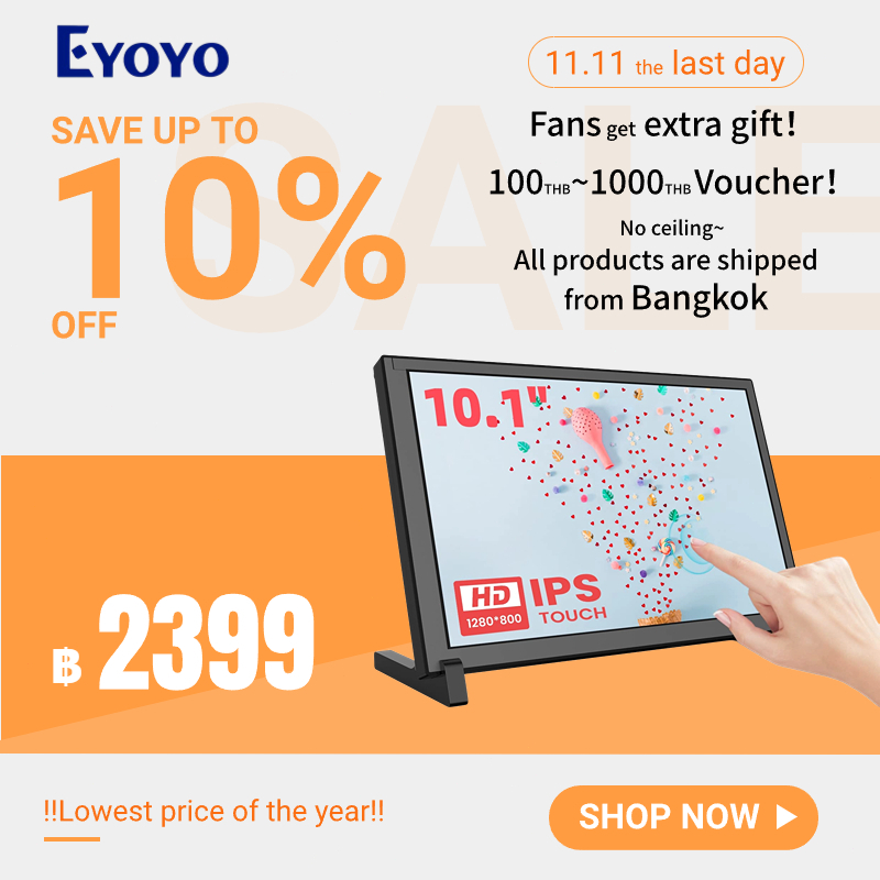 Eyoyo 10.1 inch HDMI Monitor, Raspberry Pi 1280x800 IPS 10-Points ...