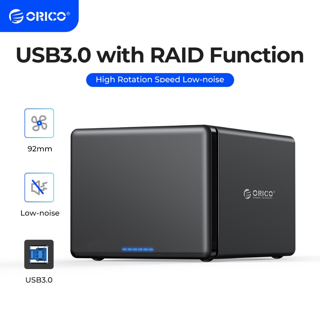 Orico with Raid Inch Bay Type-C HDD Enclosure Aluminum 5GBPS HDD  Docking Station Support 80TB Haid Disk HDD Case (NS500RC3)
