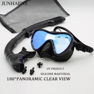 Mirror Lens Snorkel Set with Gopro Mount Diving Masks Snorkeling Set with  Anti-Fog Goggle Glasses Swimming Equipment Women Men Color: Black 2 (Mirror)