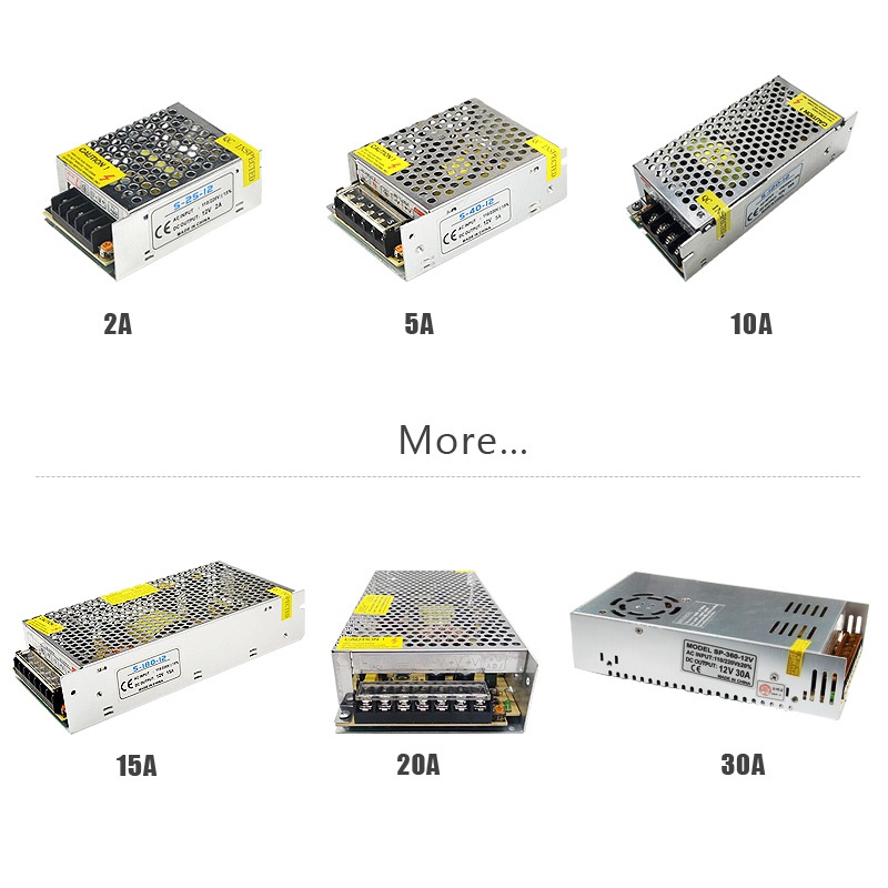 DC 12V/24V Switch LED Power Supply Transformer Adapter Block 8.5A 10A ...