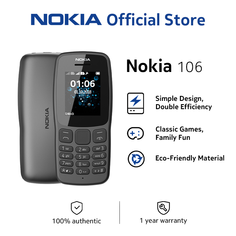 Nokia 105/106 Original Brand New Keypad Basic Phone 1000 mAh 22 Days ...