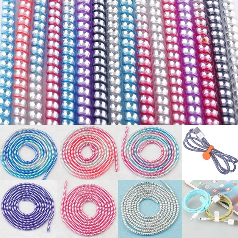 140cm/55inches Spiral Earphone Cord Protector Charging Cable Protector ...