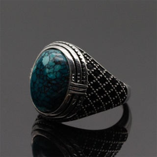 925 Sterling Silver Ring for Men with Natural Turquoise Stone Handmade ...
