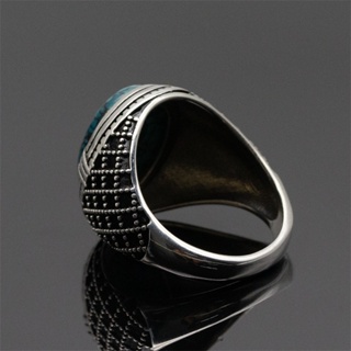 925 Sterling Silver Ring for Men with Natural Turquoise Stone Handmade ...