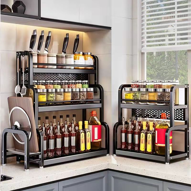 2 Tier Spice Rack Stainless Steel Kitchen Condiment Seasoning Storage ...