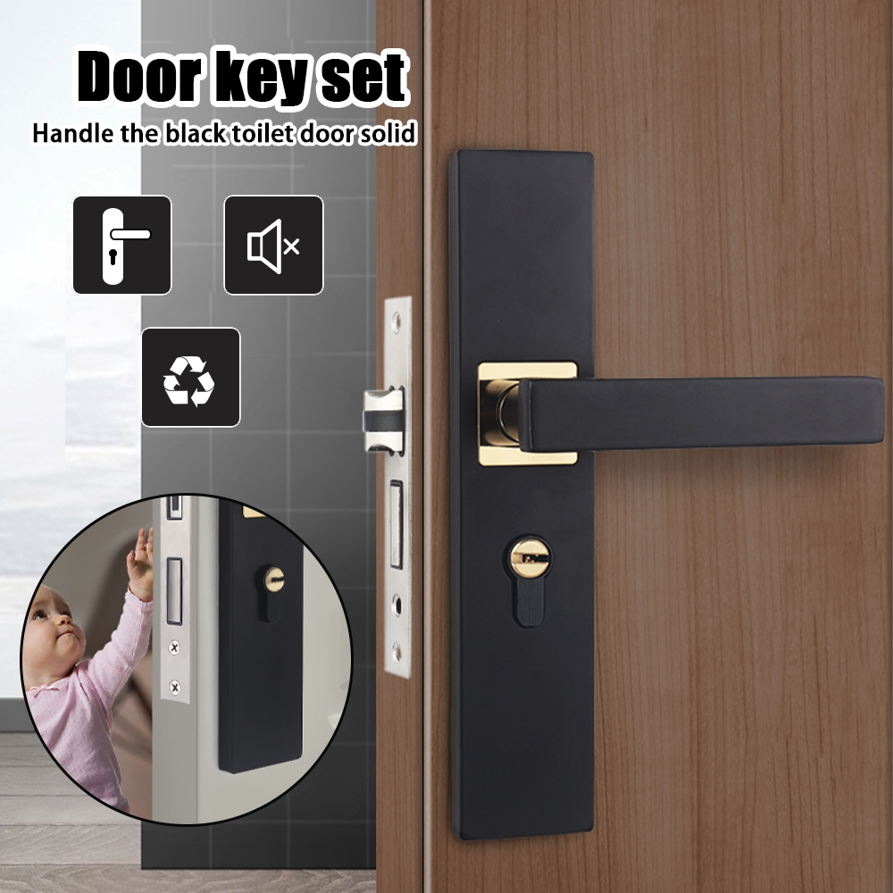 2X(Minimalist Door Lock Bedroom Door Handle Lock Interior -Theft