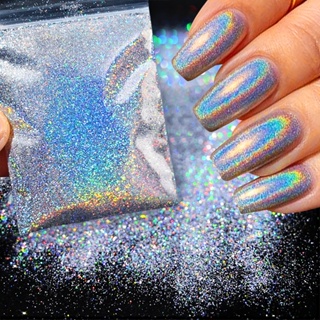 10G/Bag Holographic Mixed Hexagon Shape Chunky Nail Glitter Silver Sequins  Laser Sparkly Flakes Slices Manicure Nails Art Decoration