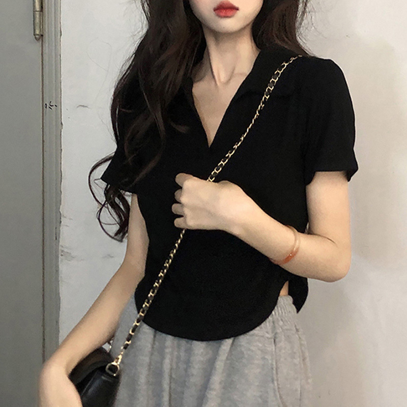 Korean V-Neck Polo Shirt ZZF0139