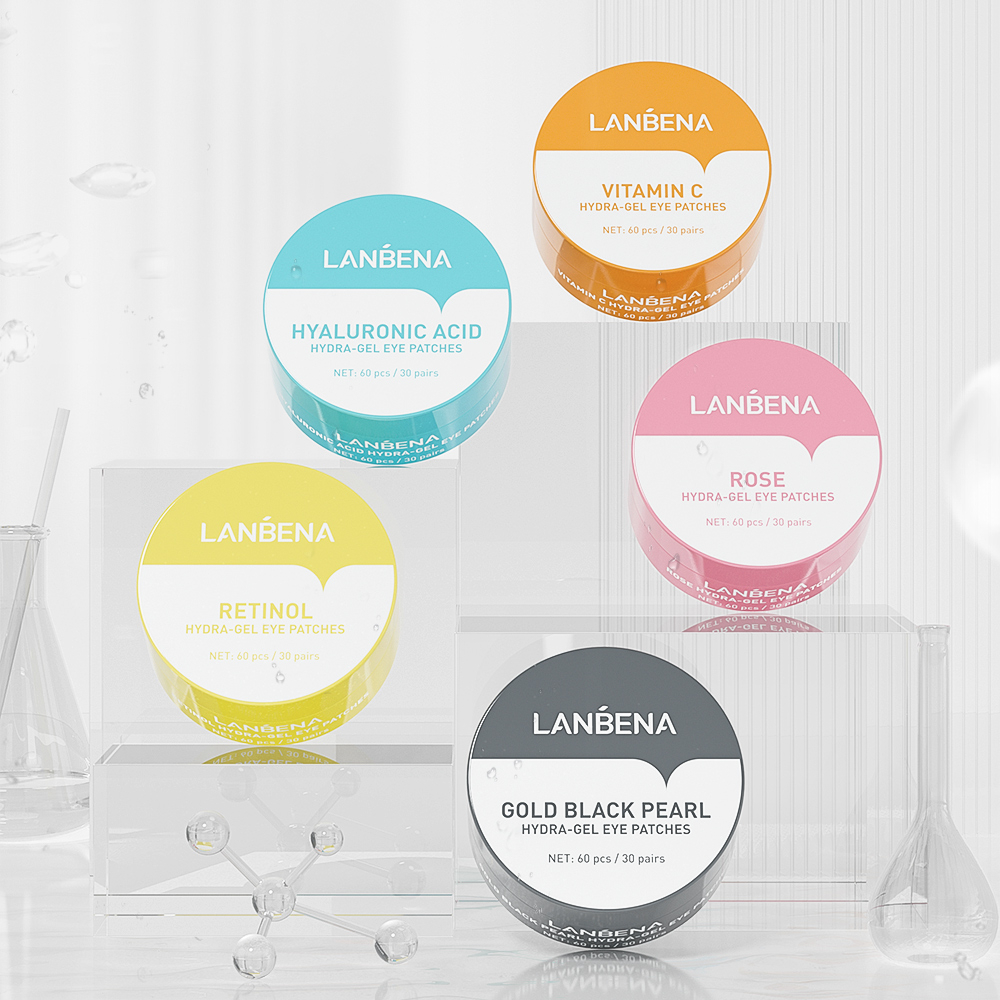 Lanbena Vitamin C HydraGel Eye Mask Whitening Patches 60 Pcs Anti Aging Wrinkles Remove Dark