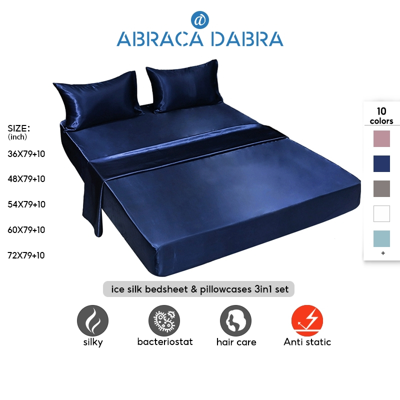 Abraca Dabra 3 in 1 Set COD Satin Silk Fitted Sheet&Pillow Cover Soft