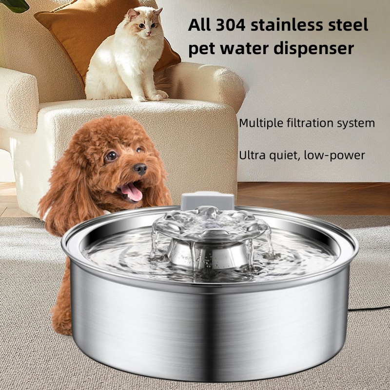 OYES Cat Water Fountain Stainless Steel 2.0L/67oz Automatic Circulating