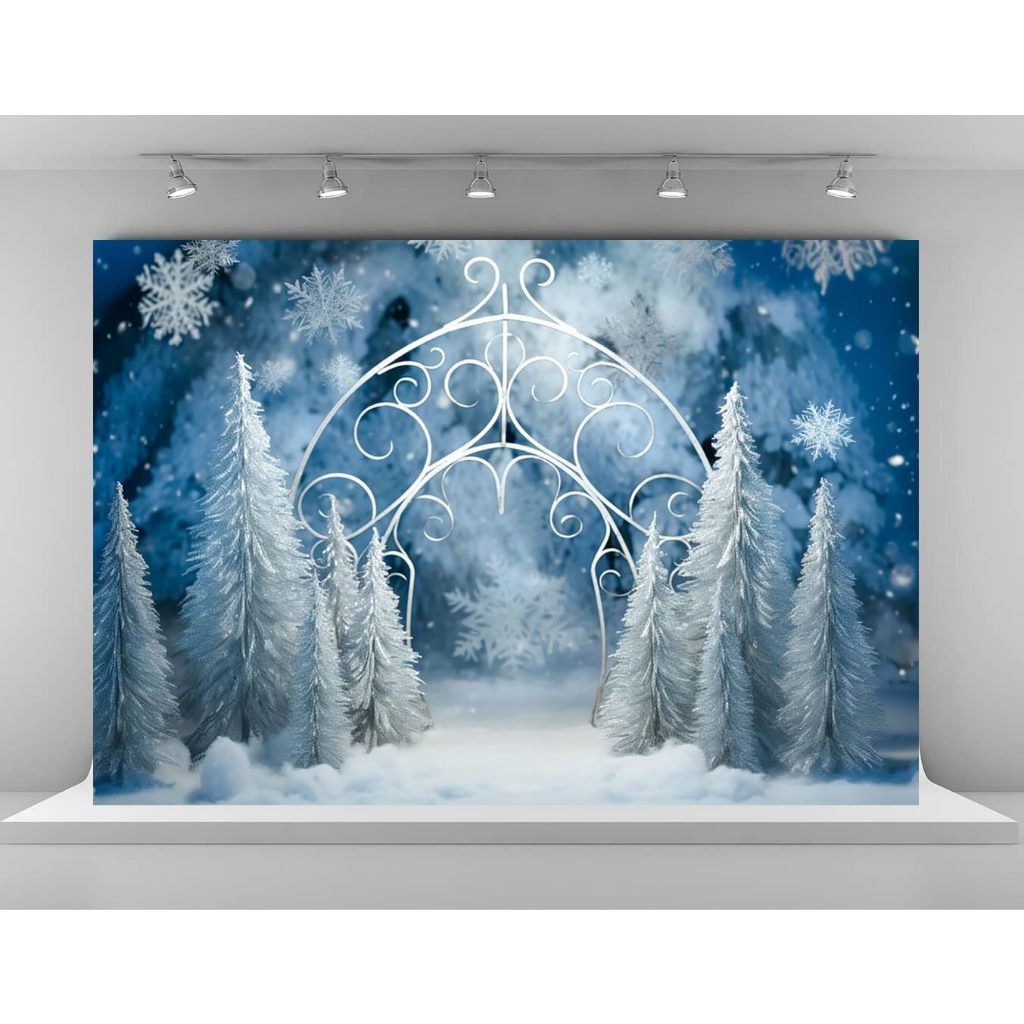 7x5ft Winter Snowflake Photography Backdrops White Frozen Tree ...