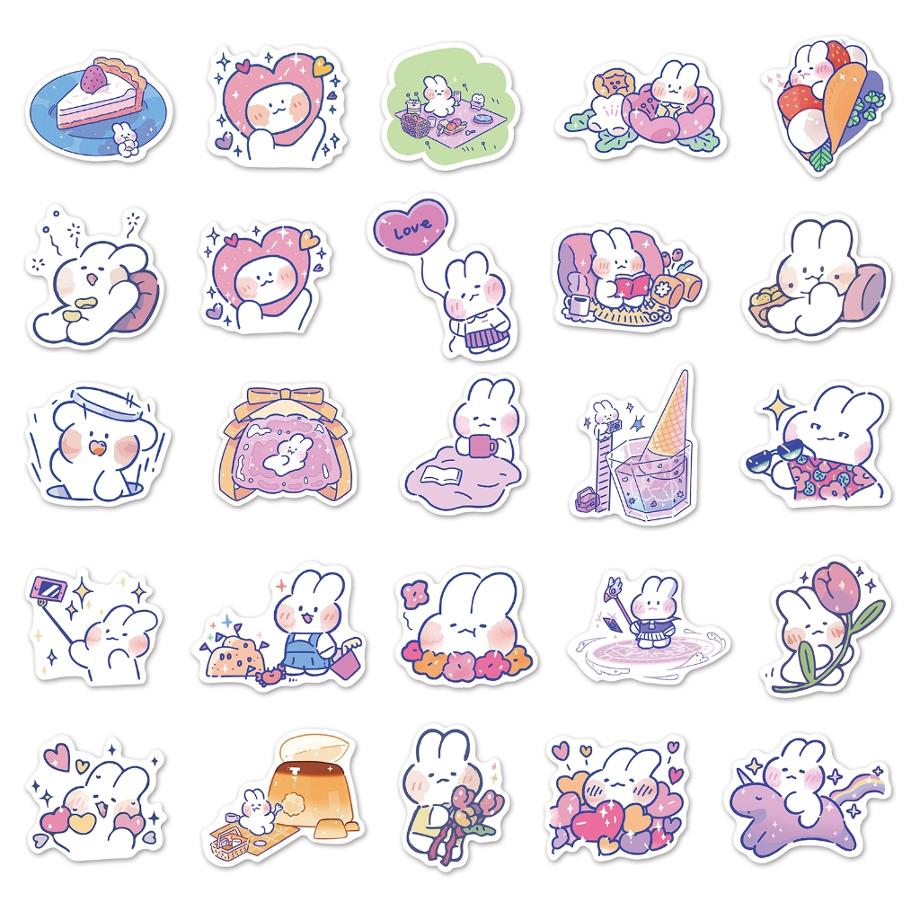 50Pcs Cute Wishmemell Cartoon Purple Stickers Graffiti Waterproof For ...