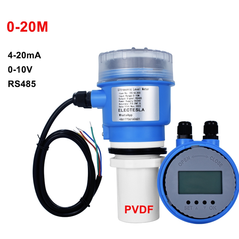 Ultrasonic Level Gauge 4 20ma 3m 5m 10m 15m Level Transmitter PVDF Anti ...