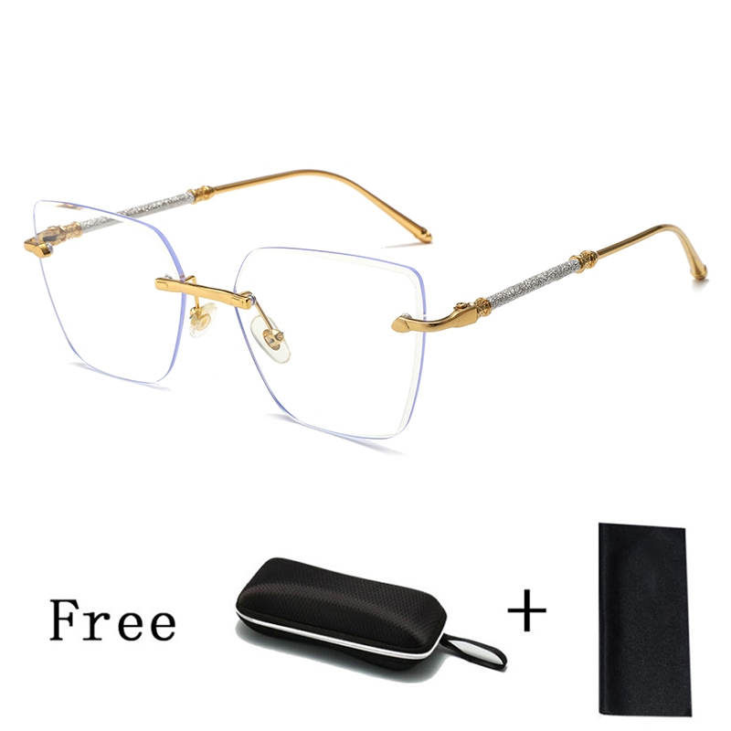 Photochromic Anti Radiation Glasses For Women Rimless Eyeglass Computer Eyewear Frameless Anti Blue Light Eyeglasses With Free Box Shopee Philippines