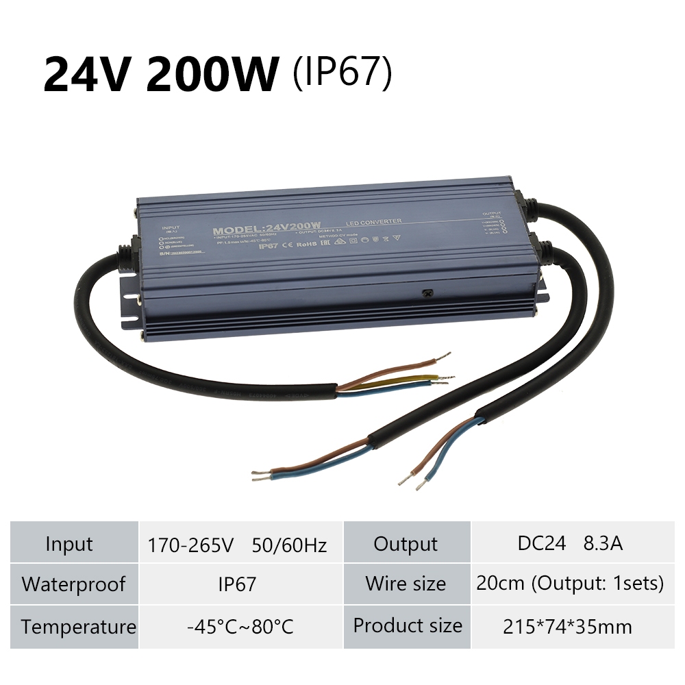 100Watts IP67 Outdoor Waterproof LED Power Supply LED Transformer Ac100v 265v To Dc12v Dc24v Suitable For Led Strip Led Lighting Driver Indoor And Outdoor Communication I.790960746
