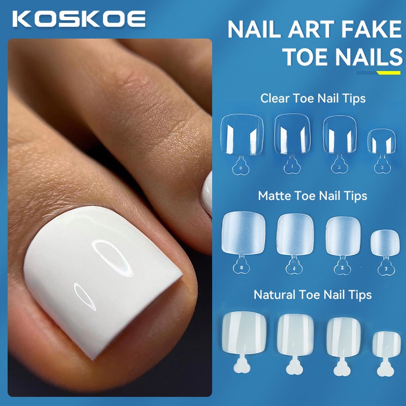 120PCS False Toenails Full Cover Artificial French Acrylic Toenails 12